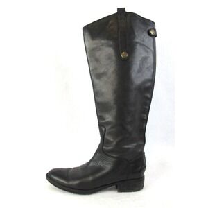 Sam Edelman Penny 2 Wide Calf Black Leather Zip Riding Boot Knee High SZ 5.5 M